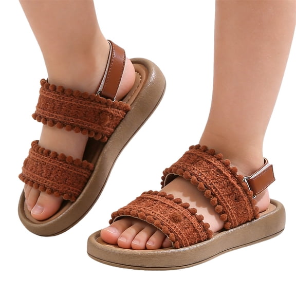Ruyang Open Toe Flat Sandals for Girls Chunky Adjustable Straps Non-Slip Sandal Summer Beach Vacation Casual Shoes