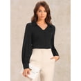 thumbnail image 2 of DARING DIVA Women's Collar Button Down V Neck Blouse Top Shirt XL Black, 2 of 6