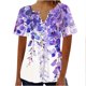 thumbnail image 2 of Fiudx Ofertas Del Día Blusa Superior de Manga Corta con Cuello En V y Botones Estampados Informales a La Moda para Mujer, 2 of 4