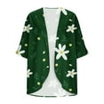 thumbnail image 4 of miqiqism Cardigans for Women 2024 Retro Floral Print Lightweight Cardigan Juniors Casual Duster Jackets 3/4 Ruffle Sleeve Blouse Tops Coat Flowy Loose Kimonos,Green,Large, 4 of 5