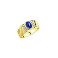 thumbnail image 4 of Rylos 14K Yellow Gold Classic 8X6MM Oval Blue Star Sapphire & Sparkling Diamond Ring - Birthstone Jewelry for Men -Size 8, 4 of 8