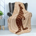 thumbnail image 4 of Tropical Animals Soft Flannel Fleece Throw Blanket, Aboriginal Kangaroo Motif Cream Toned Circling Dot Design, Cozy Plush for Indoor and Outdoor Use, 50" x 70", Peach Brown Redwood, by Ambesonne, 4 of 5