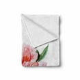 thumbnail image 2 of Shabby Flora Soft Flannel Fleece Throw Blanket, Watercolor Style Peony Anemone Flowers Peacock Feather and Beads Image, Cozy Plush for Indoor and Outdoor Use, 70" x 90", Multicolor, by Ambesonne, 2 of 6