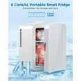 thumbnail image 3 of 4L/6 Cans Mini Fridge, Portable Compact Refrigerator, Small Skin Care Fridge, Food and Drinks, Small Cooler for Bedroom, Dorm, Car, Office, White, 3 of 7