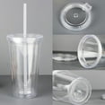 thumbnail image 2 of 12 oz Double Walled Plastic Drinking Cup,Bexikou 1 Pack Clear Acrylic Tumbler with Straw and Lid,Plastic Insulated Smoothie Cup,Reusable Large Iced Coffee Tumbler for Parties, 2 of 6