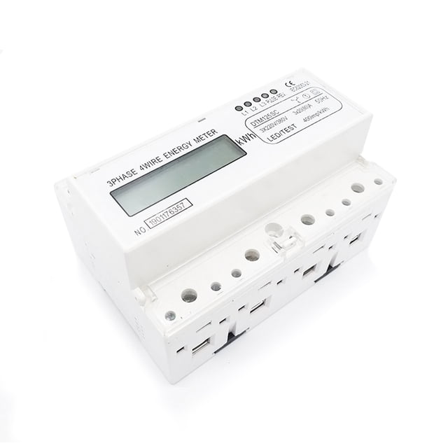 Caja de plástico 3 fase 4 alambre medidor eléctrico desmontable 35 mm LCD Pantallas de oficinas de interior montada en la lluvia Conjuicio de Rail Din Wattmeter Inevent TO008274-00