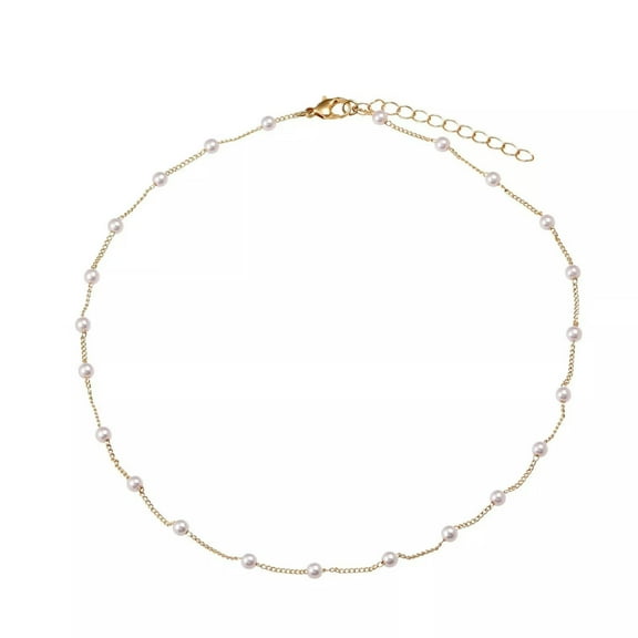 HOOUN 925 Plaqué Argent Perle Pendantes Brillant Pendentif Chaîne Cou Collier Cadeau