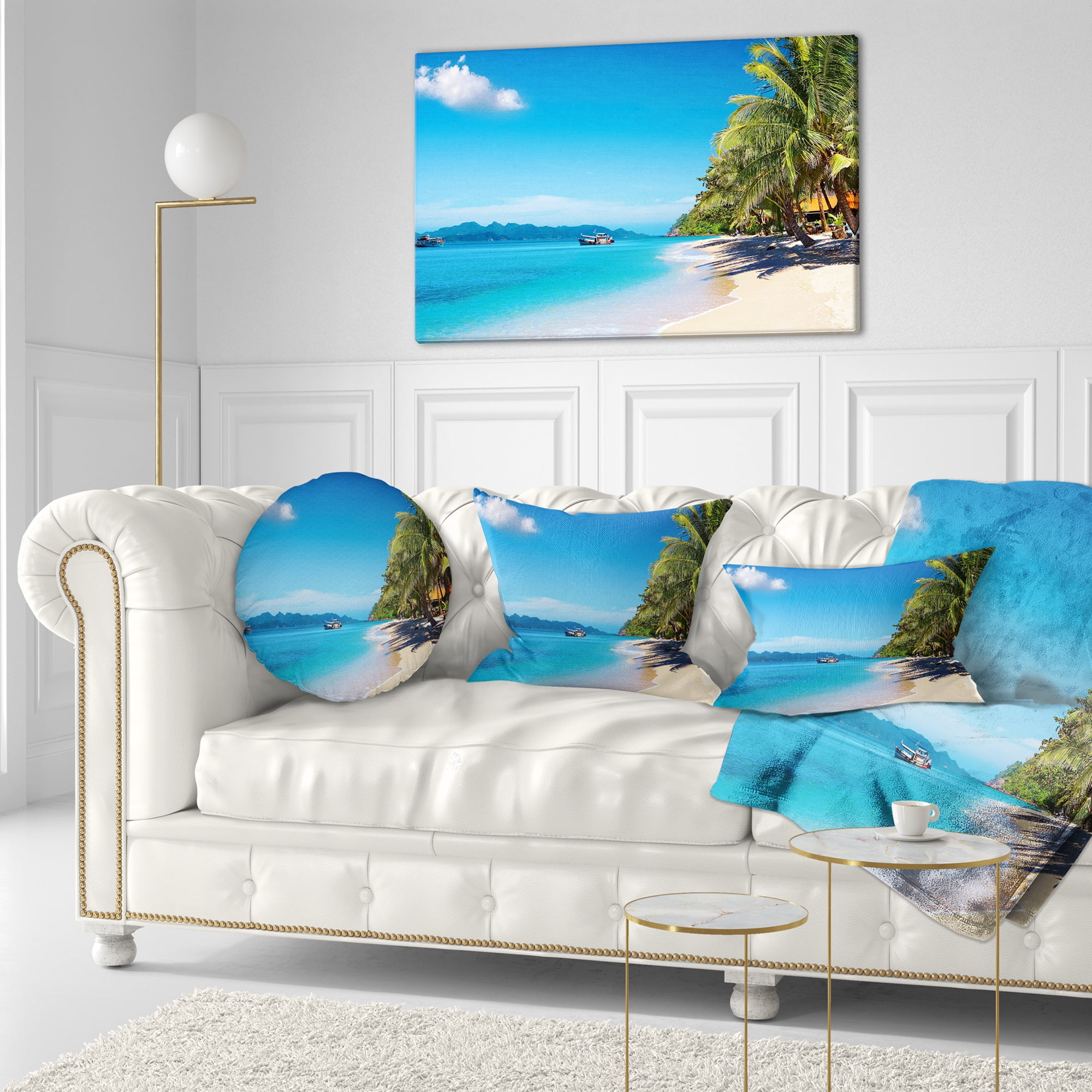 Designart Tropical Beach Thailand - Photography Throw Pillow - 12x20