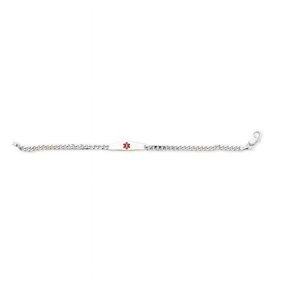 Sterling Silver Rhodium-plated Medical ID Bracelet with Curb Link