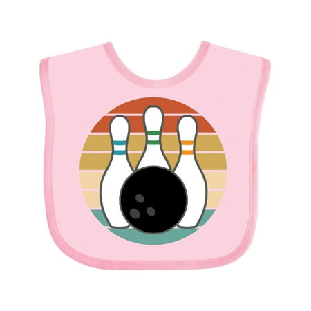 

Inktastic Bowling Pins Ball Bowler Retro Sunset Gift Baby Boy or Baby Girl Bib