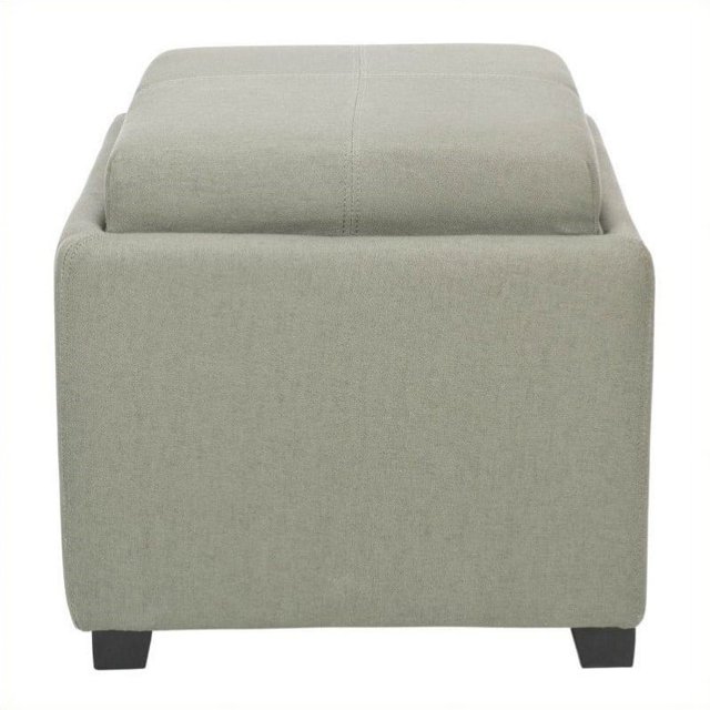 Hawthorne Collection Birch Wood Linen Tray Ottoman in Grey