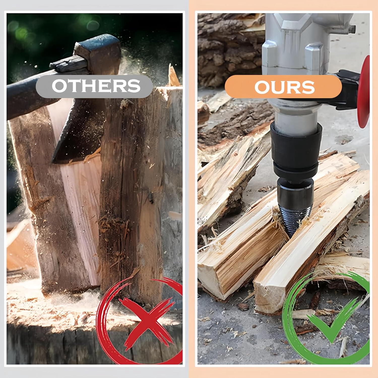 Firewood Drill Bit Set, 32mm Wood Splitters Drill Bit, Detachable Heavy Duty Electric Drills,  for Firewood, for Home and Outdoor Use