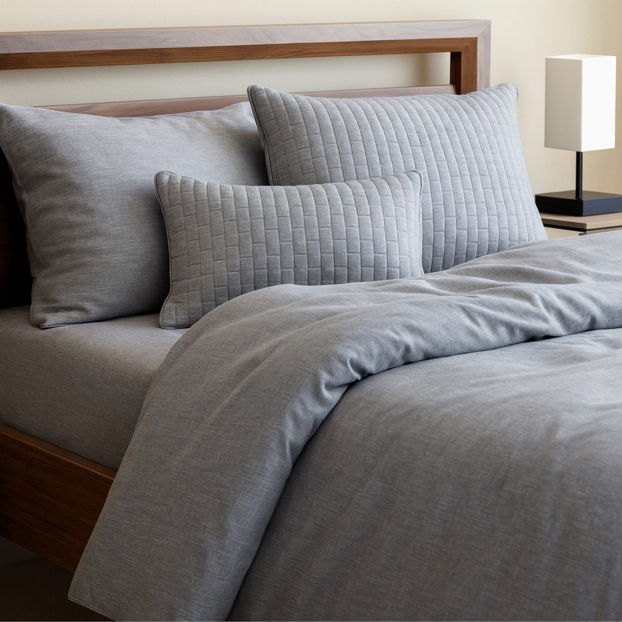 BedVoyage Queen Size Duvet Cover, Lightweight Soft and Breathable, Button Closure & Inside Corner Ties, 90x94, Viscose Derived from Bamboo & Cotton Blend, All Season Comforter Cover, Queen - Silver