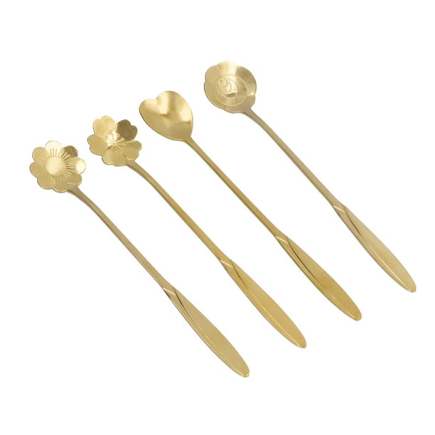 Cuchara de café 4 cucharas mezcladoras de largo de acero inoxidable cucharas de té helado en forma de corazón de flor cucharas de té helado de 71 pulgadas ANGGREK Otros