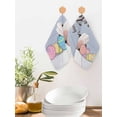 thumbnail image 2 of Happy Easter Kitchen Dish Towels for Drying Dishes Set of 3, Colorful Spring Eggs Haze Blue Wooden Waffle Weave Microfiber Hand Tea Bathroom Towels Quick Dry & Absorbent Towel 12x12, 2 of 7