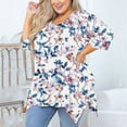 thumbnail image 5 of Fartey Plus Size Summer Half Sleeve Shirts for Women 2025 Boho Floral Print Crew Neck Tunic Tops Loose Flowy Side Split Hem Tshirts Soft Comfy Beach Vacation Blouses Multicolor L, 5 of 8