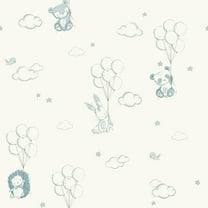 Advantage Floating Balloons Light Blue Animal Wallpaper