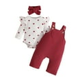 thumbnail image 2 of MEZZALL Girls Long Sleeve Heart Prints Ribbed Romper Bodysuit Suspender Pants Outfits Cozy Party Clothing Sets, 2 of 8