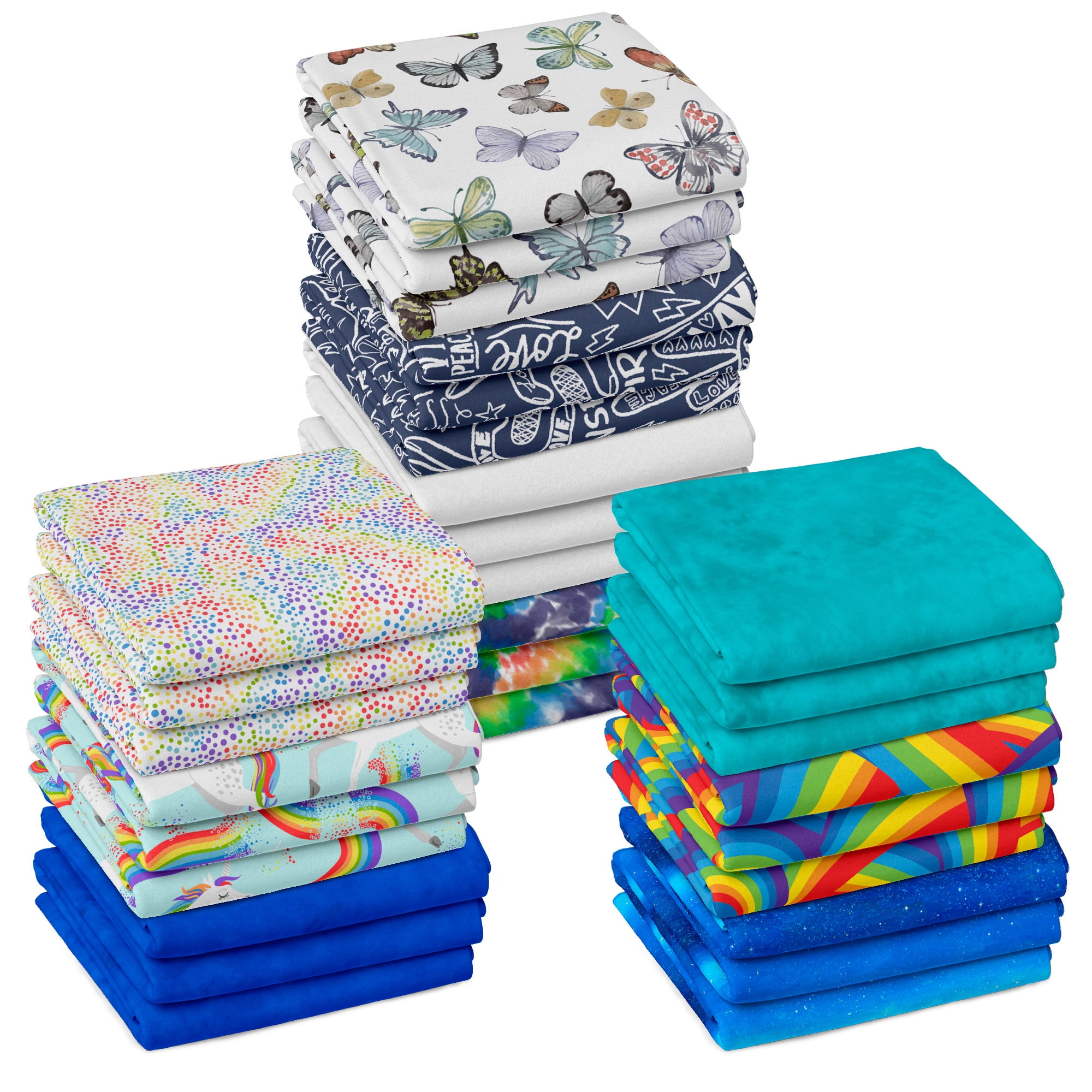 Create It 18"x21" Cotton Novelty Assorted Precut Sewing & Craft Fabric, Blue 30 Pieces