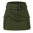 thumbnail image 6 of Gbsyewxs Skirts For Women Low Waist Solid Color With Belt Pockets Mini Skirt Casual Summer Women'S Skirts Green, 6 of 8
