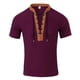 thumbnail image 4 of pstuiky camisetas para hombre, Camiseta de manga corta con cuello alto, cordón en el pecho y colores lisos para hombre camisas casuales para hombre l, 4 of 8
