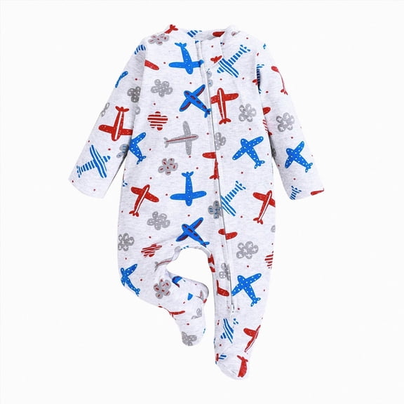 larppty Baby-Boys and Toddler Long Sleeve Zip-Front One Piece Footed Pajamas(Blue)