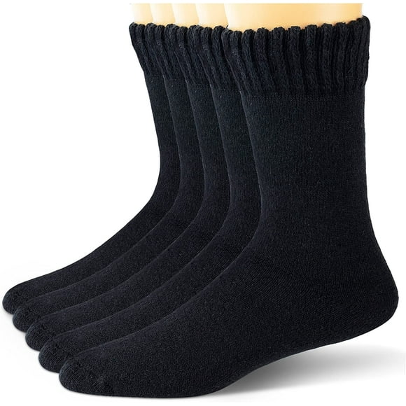FFIY Men Wool Merino Socks for Winter Thermal Warm Thick Hiking Boot Heavy Soft Cozy Socks for Cold Weather 5 Pack