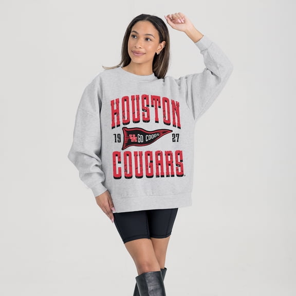 Women's Gameday Couture Gray Houston Cougars Oversized Pennant Pride Premium Fleece Sweatshirt