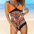 thumbnail image 2 of CELIEAN Swim Suits For Women Printing Tankini Swimsuit Two Piece Bathing Suits With Shorts Athletic Swimdress Orange L, 2 of 2