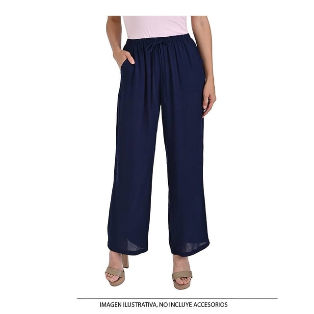 Pantalón George para Mujer, Pierna Amplia Elastico y Moño Marino Talla EG
