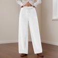 thumbnail image 2 of felwors Women's Fuzzy Plush Pajama Pants Drawstring Elastic Waist Wide Leg Teddy Pj Bottoms Lounge Pants White, XXL, 2 of 5