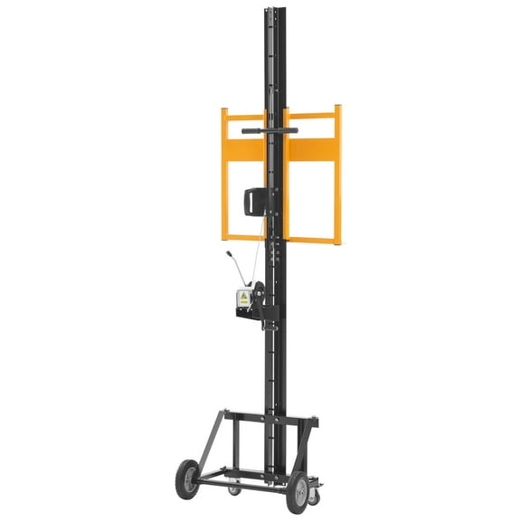 KFFKFF Heavy-Duty Drywall Lift, 150 lbs Capacity Sheetrock Hoist for Ceiling and Wall Installation, Single-Person Operation, 4 x 16 ft Panel Lifter with Wheels for Easy Mobility (Yellow)