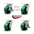 thumbnail image 2 of 6 Inch Heavy Duty Green Poly on Cast Iron Caster Set 2 Swivel Lock 2 Brakes SCC, 2 of 2