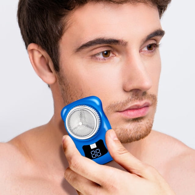 Afeitadora para hombres, tamaño de bolsillo, mini afeitadora portátil, para uso en seco y húmedo, recargable por USB, fácil de usar con un solo botón, apta para el hogar y el coche.