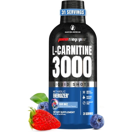 PROSUPPS L-Carnitine 3000ml Stimulant Free Liquid Shots for Men & Women (31 Servings, Blue Razz)