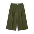 thumbnail image 5 of Women's Pleated Bermuda Cropped Pants High Waisted Loose Wide Leg Dressy Capri Pants with Pocket Casual Work Capris, 5 of 7