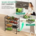 thumbnail image 4 of 4-Tier Kitchen Storage Cart, Adjustable Rolling Pantry Storage Cart with 10 Baskets & Handle, 29''L Metal Snack Cart with Wheels, Kitchen Shelf Organizer for Fruit, Vegetables, Potato(Black), 4 of 6