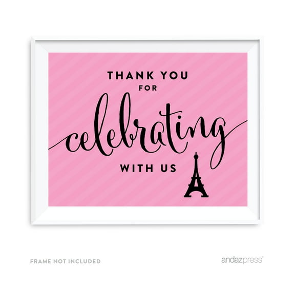 Thank You For Celebrating With Us! Paris Bonjour Bebe Girl Baby Shower Party Signs