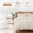 thumbnail image 6 of 3 Piece Beige Damask Duvet Cover Set Full Size,Microfiber Comforter/Quilt Cover with Corner Ties and 2 Pillowcases,Vintage Country Scroll Floral Patterned All Season Soft Bedding with Zipper Closure, 6 of 8