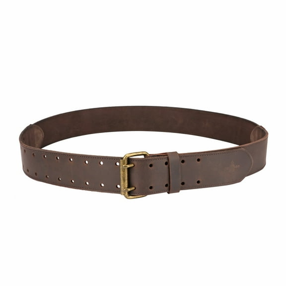 TOURBON 2'' Work Belt in Heavy Top Grain Leather Double Prong Tongue Roller Buckle Belt 84 - 112cm(33'' - 48'') for Men Brown
