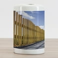 thumbnail image 2 of Fence Ceramic Toothbrush Holder, Wooden Fence on Residential Terrace Sunny Backyard Patio Tranquil View, Decorative Versatile Countertop for Bathroom, 4.5" X 2.7", Pale Coffee Violet Blue, 2 of 4