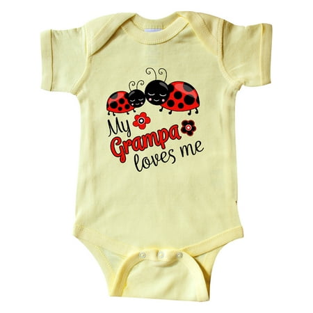 

Inktastic My Grampa Loves Me with Cute Ladybugs Gift Baby Boy or Baby Girl Bodysuit