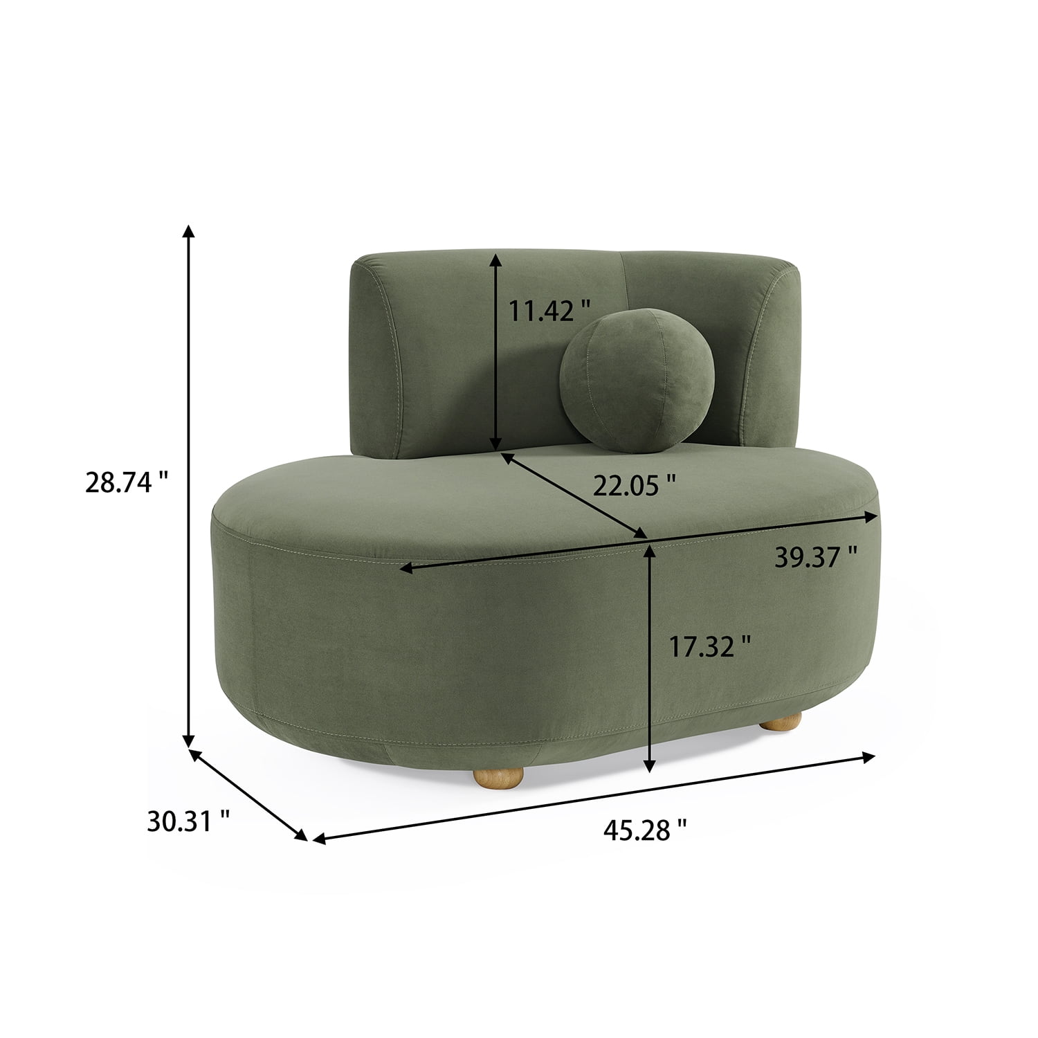 Better Homes & Gardens Juliet Modern Velvet 45.28" Chaise & Storage Ottoman, Olive