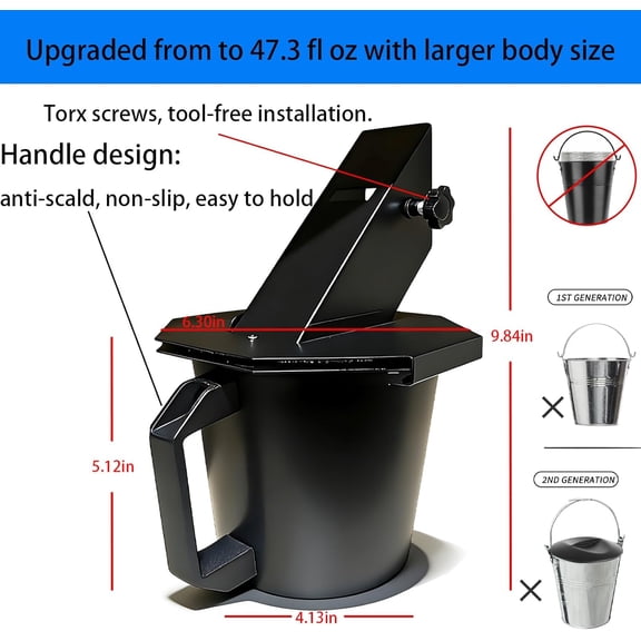 Upgraded Grease Bucket with Lid & 12 Disposable Foil Liners, Smoker Drip Grease Bucket Compatible with Traeger, Pit Boss, Recteq, Z Grills & More Wood Pellet Grills