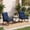 Black + Navy, variant on Costway 3 PCS Rattan Rocking Chair Set with Acacia Wood Tabletop Armrests for Porch, Balcony Mix Brown + Black