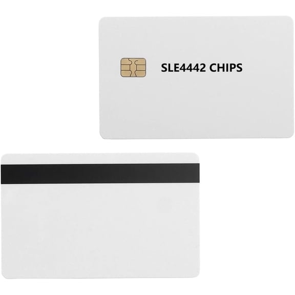 10 Packs SLE4442 Chip Contact IC Card with 5/16inch 2 Tracks Hico Magnetic Stripe 2 in 1 Blank PVC IC Smart Intelligent Card