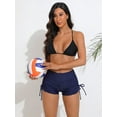 thumbnail image 3 of Charmo Women Scalloped Swim Shorts Drawstring Board Shorts Swimsuit Bottom, 3 of 7