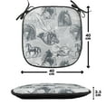 thumbnail image 4 of Grey Chair Seating Cushion Set of 2, Different Kind of Nostalgic Gentle Horses on Calligraphic Vintage Styled Background, Seat Pads for Office with Anti-slip Backing, 16"x16", Grey White, by Ambesonne, 4 of 7