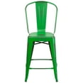 thumbnail image 6 of Flash Furniture Commercial Grade 24" High Distressed Green Metal Indoor-Outdoor Counter Height Stool with Back, 6 of 6