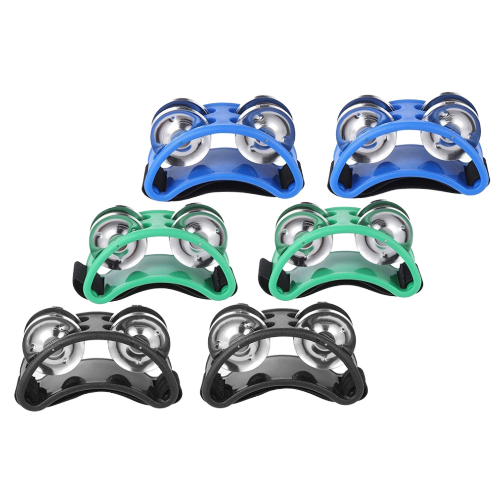 ELAYARD 3Pairs Musical Foot Tambourines Ergonomic Design Assorted Colors for Performance Use
